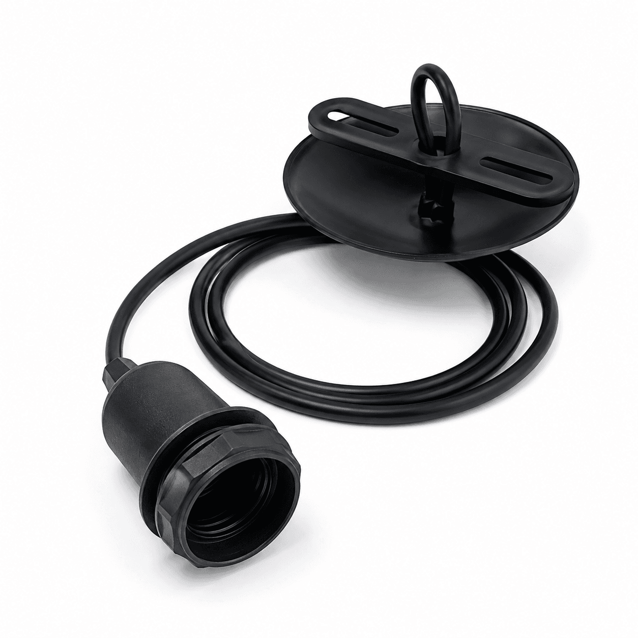 Kit Pendente E27 Com Cabo 1 Metro Canopla Preto Bivolt
