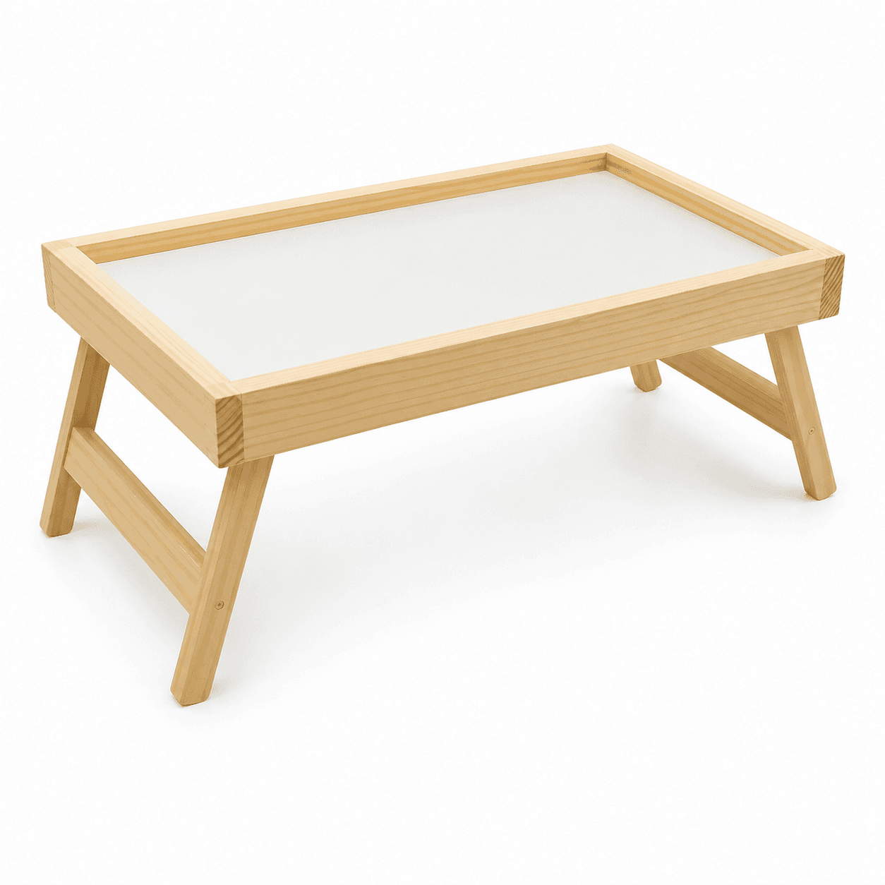 Bandeja Café Da Manhã Dobrável Em Madeira Pinus 41x24cm