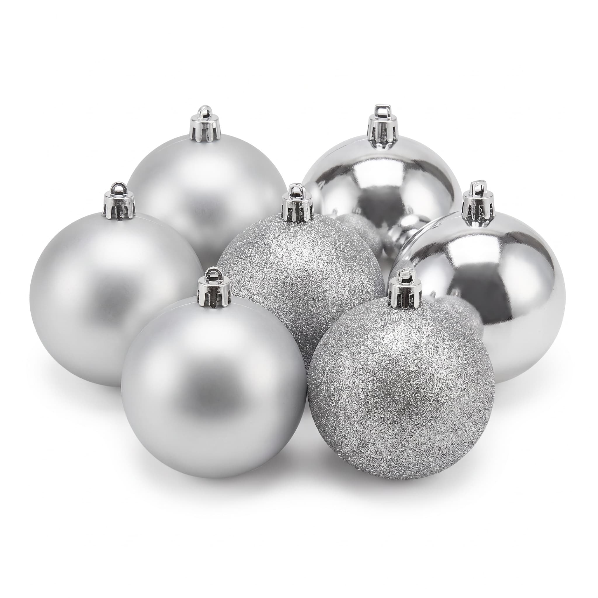 Kit 6 Bolas de Natal Prata Mista 8cm Magizi para Árvore