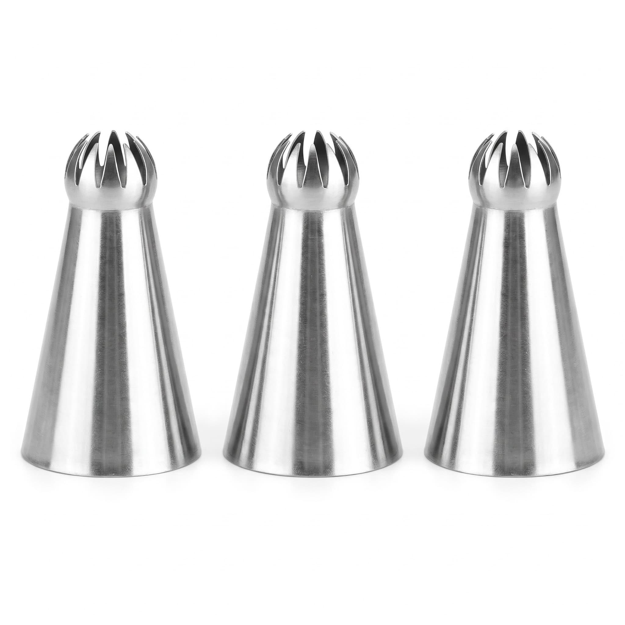 Jogo de Bicos Esfera Carol Fiorentino Yazi - Kit com 3 Bicos de Confeitar Inox