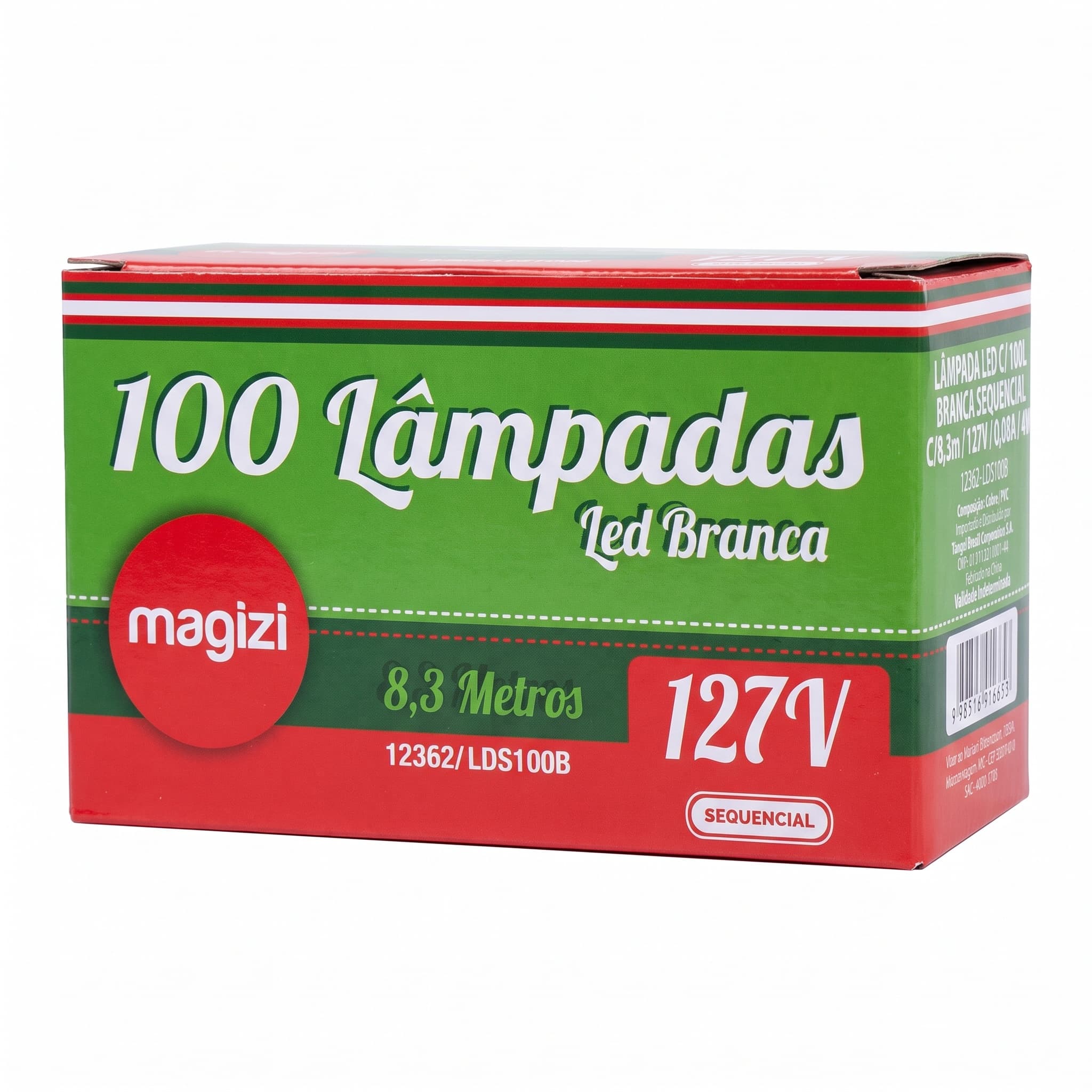 Pisca Pisca 100 Lâmpadas LED Branca Sequencial 8,3m Magizi 127V
