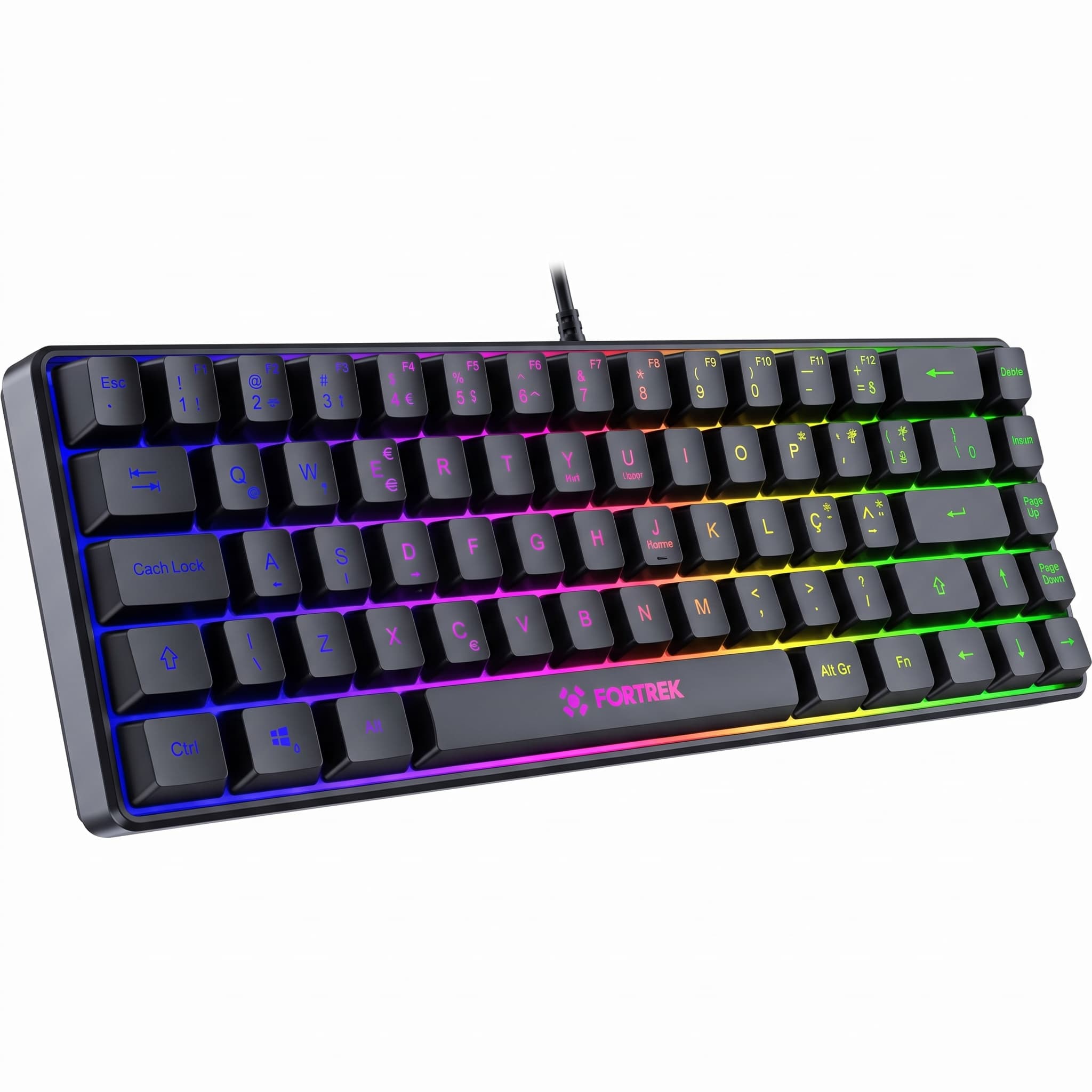 Teclado Gamer Fortrek Fearless 65 Compact USB Preto RGB