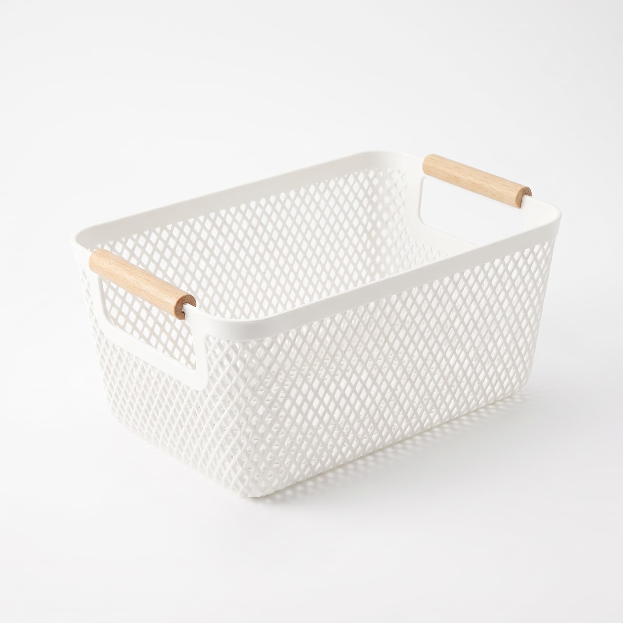 Organizador de Plástico Multiuso com Alça de Madeira 12x18x26cm