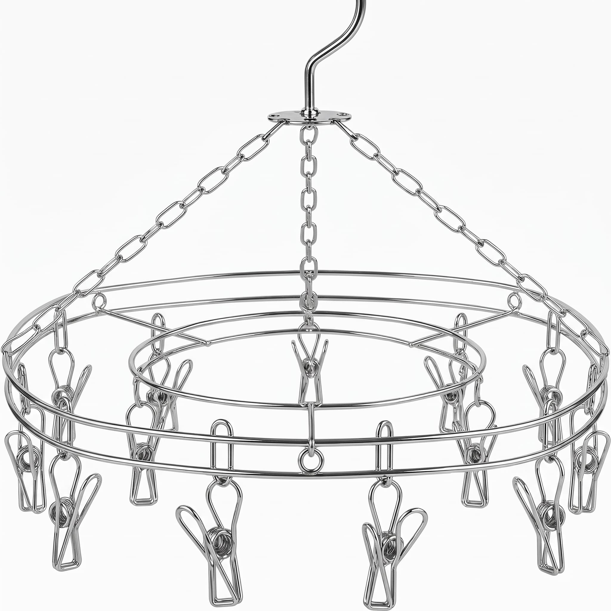 Varal de Pendurar Redondo de Inox com 12 Prendedores 31cm