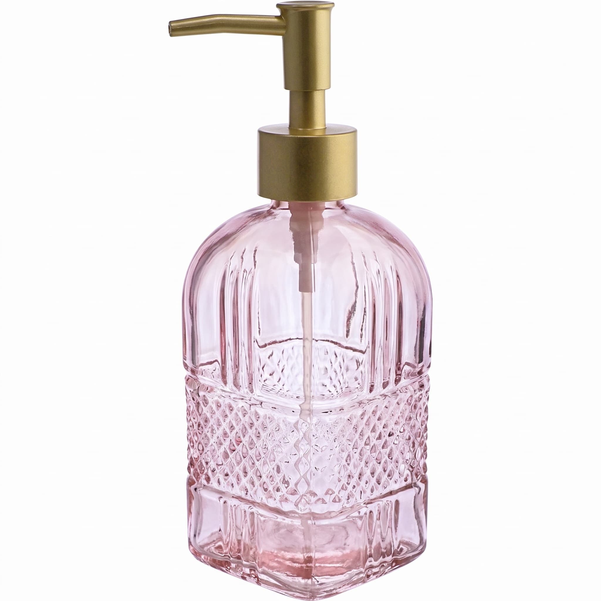 Porta Sabonete Líquido de Vidro Quadrado Rosa 430ml