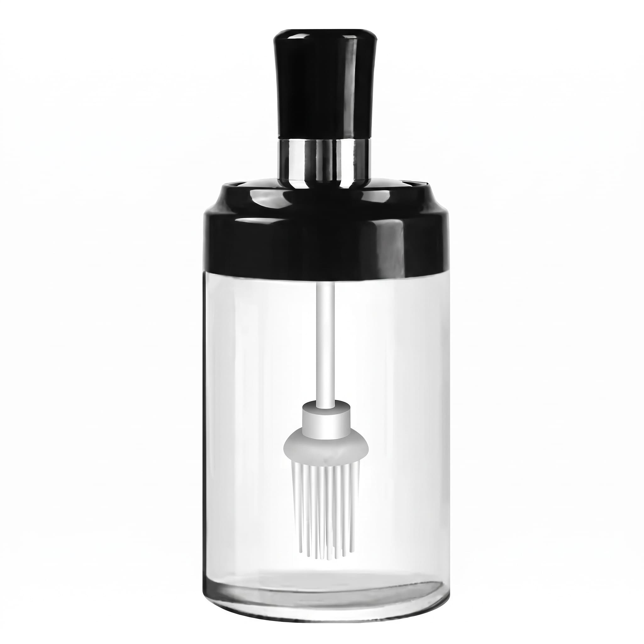 Porta Condimento de Vidro com Tampa e Pincel de Silicone 220ml