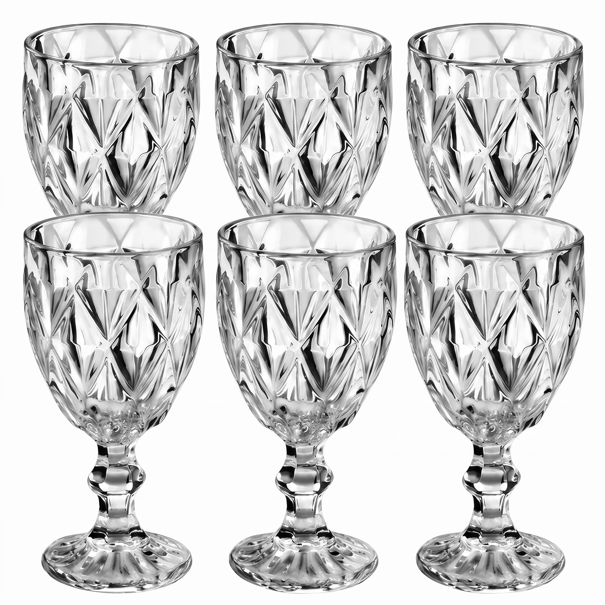 Jogo de Taças de Vidro Diamante para Água ou Vinho 360ml com 6 Peças