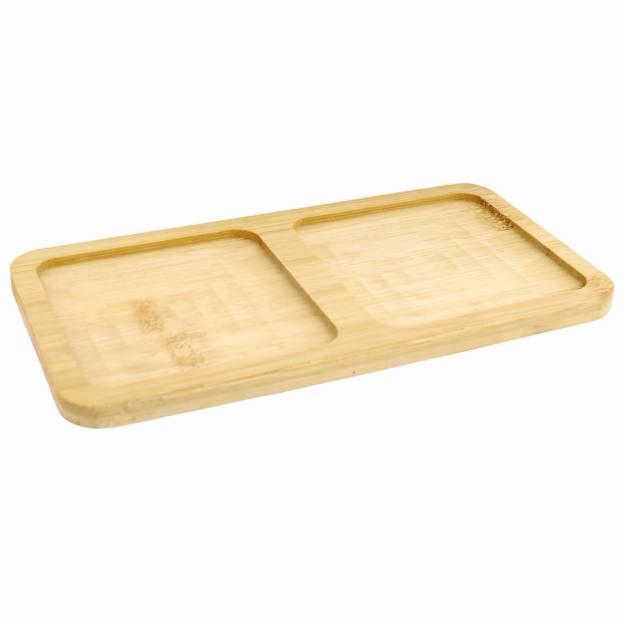 Bandeja Petisqueira de Bambu com 2 Divisões 19,5x9,7cm