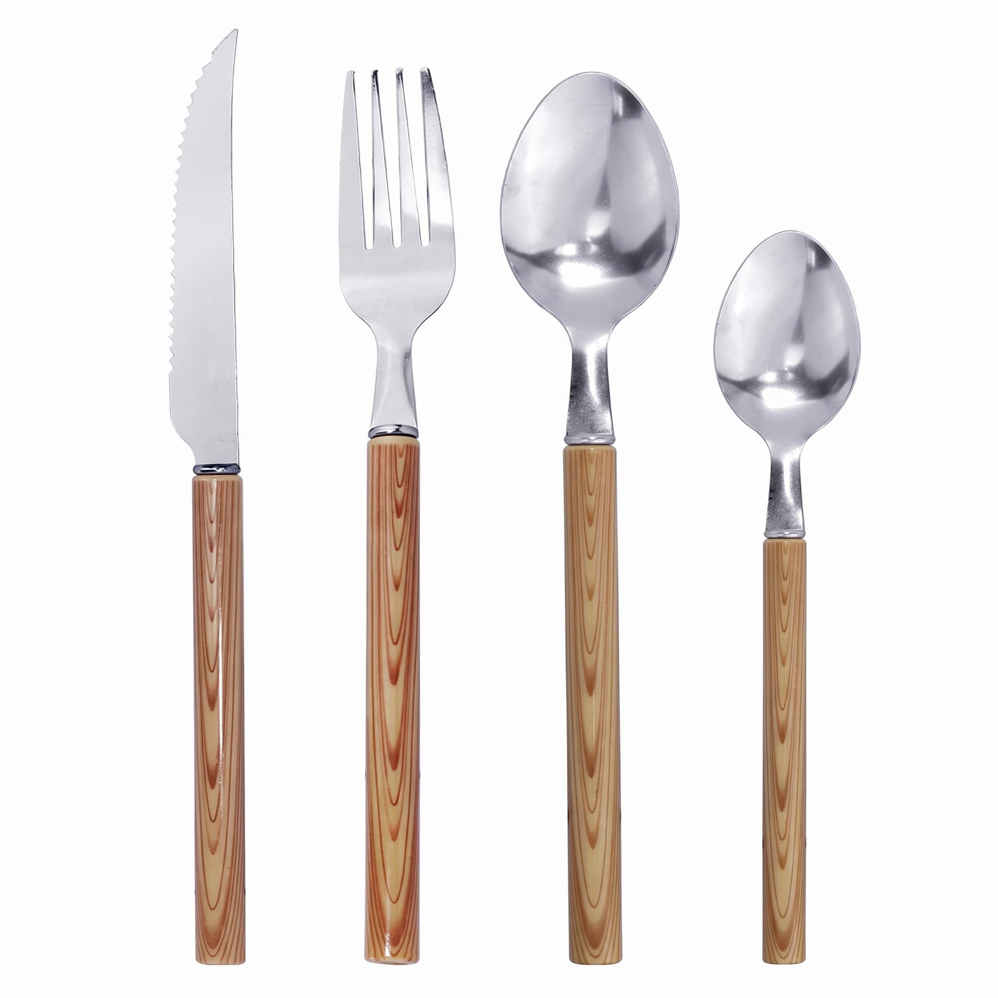 Faqueiro Inox 24 Peças Cabo Tipo Madeira Tijucas