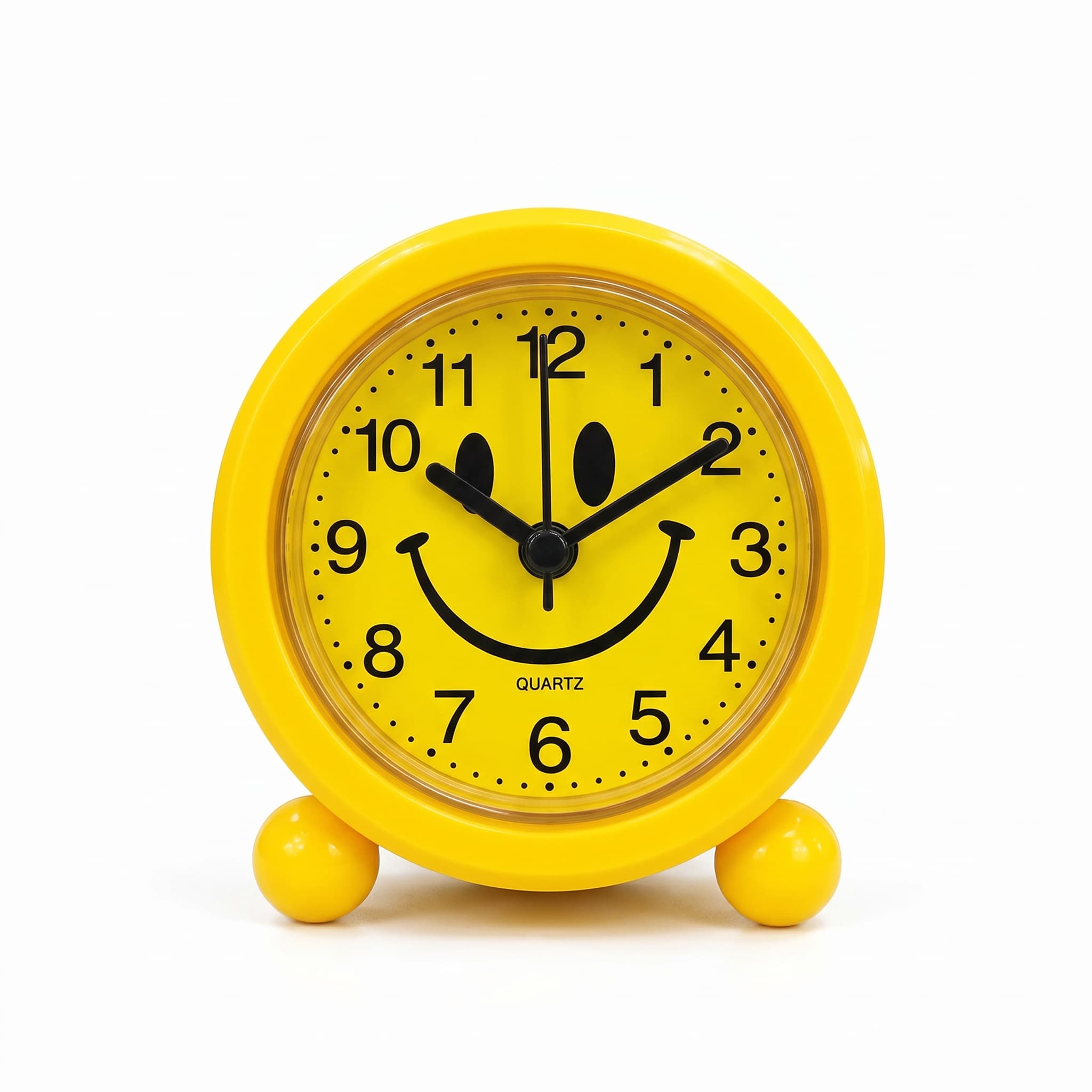 Relógio de Mesa Despertador Redondo Emoticons Amarelo 9cm