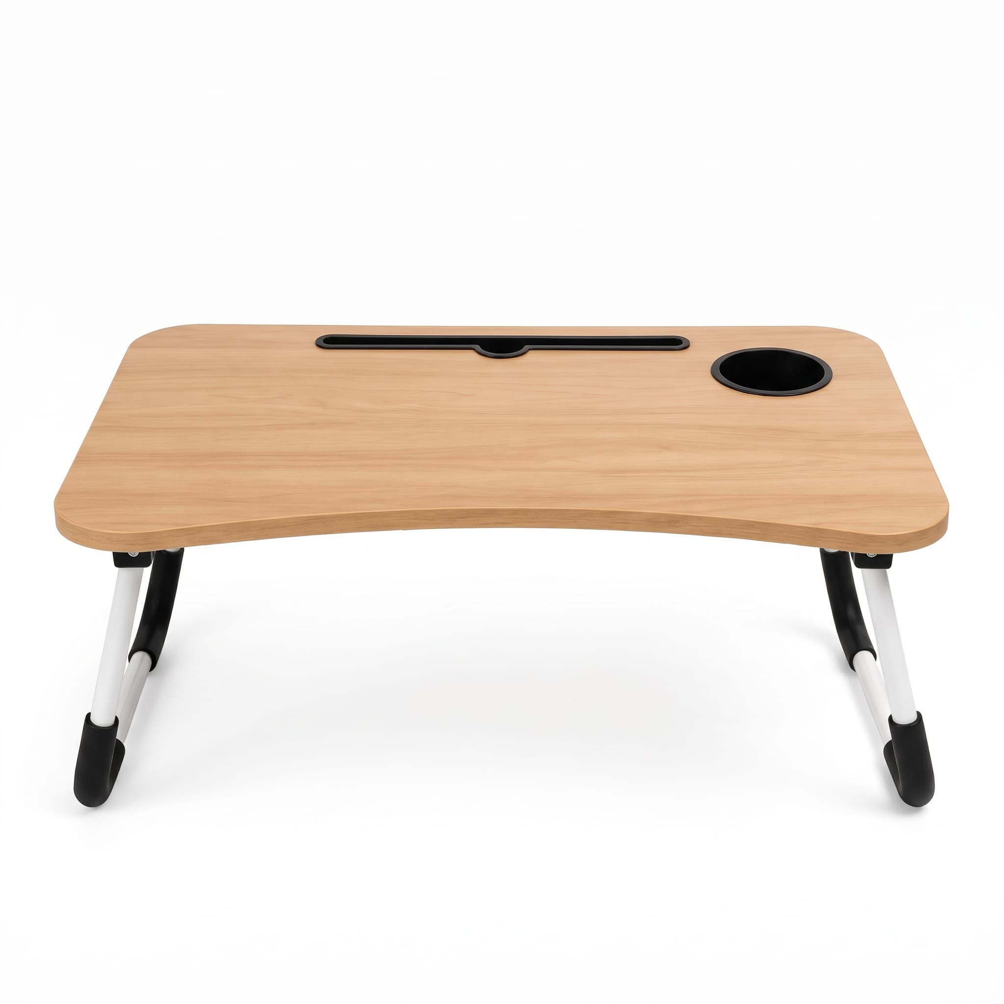 Mesa Suporte para Notebook MDF Marrom com Porta Copo e Pés Retráteis 60x40x28cm