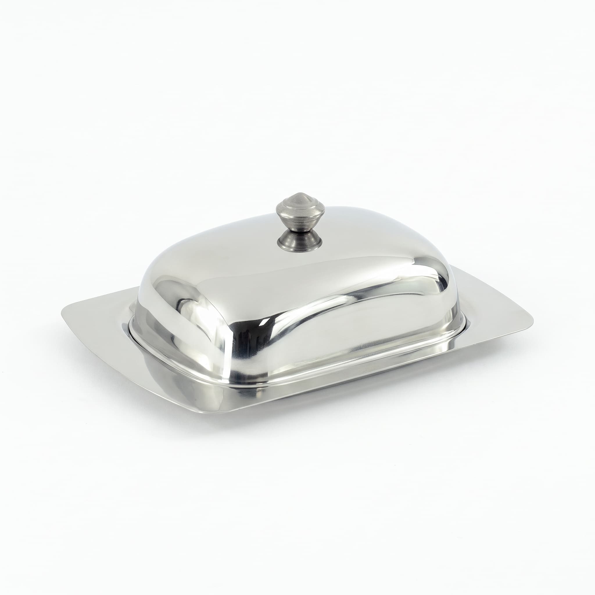 Manteigueira de Inox Rasa com Tampa 19x13cm 500ml