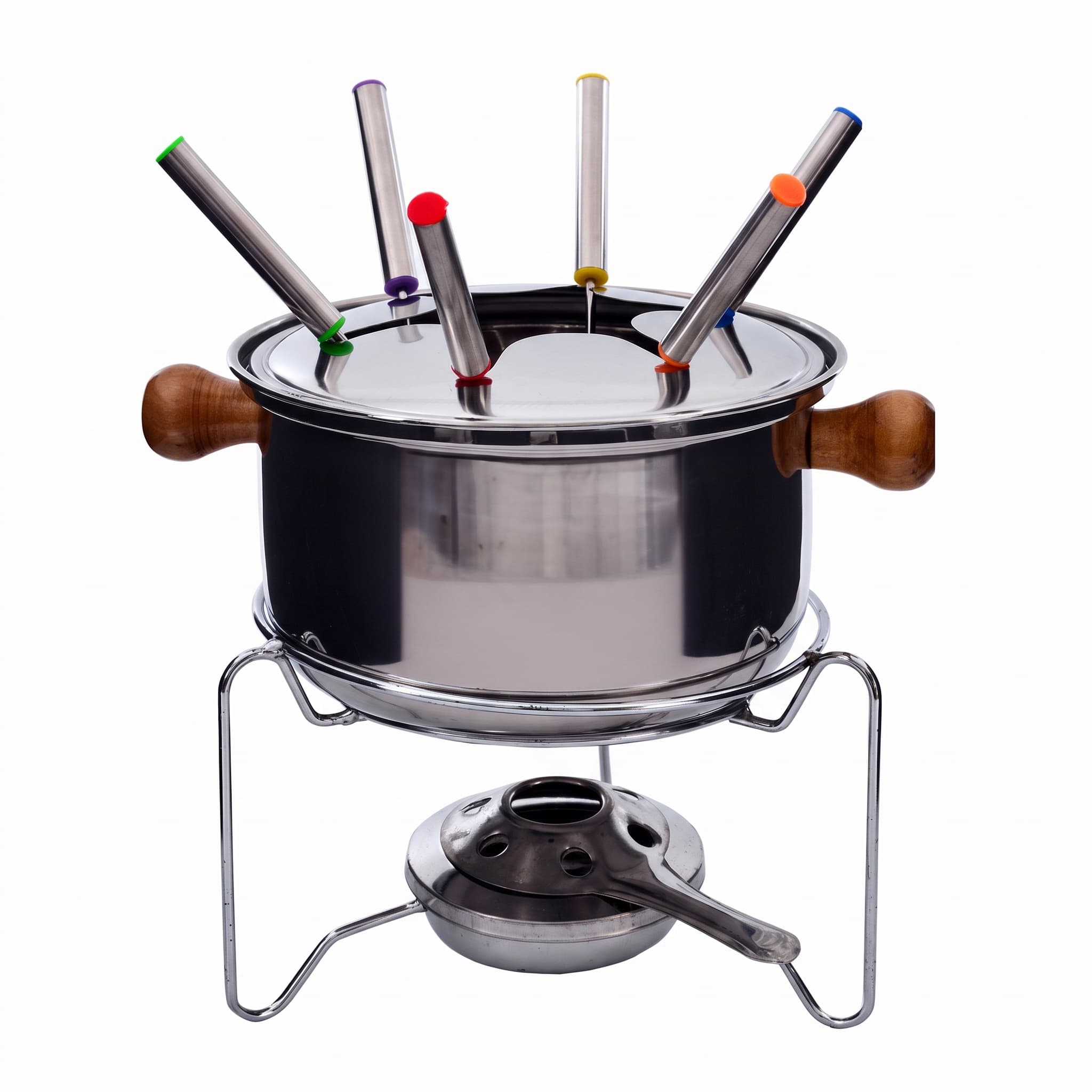 Jogo de Fondue de Inox Berna com 6 Garfos, Panela, Separador e Suporte