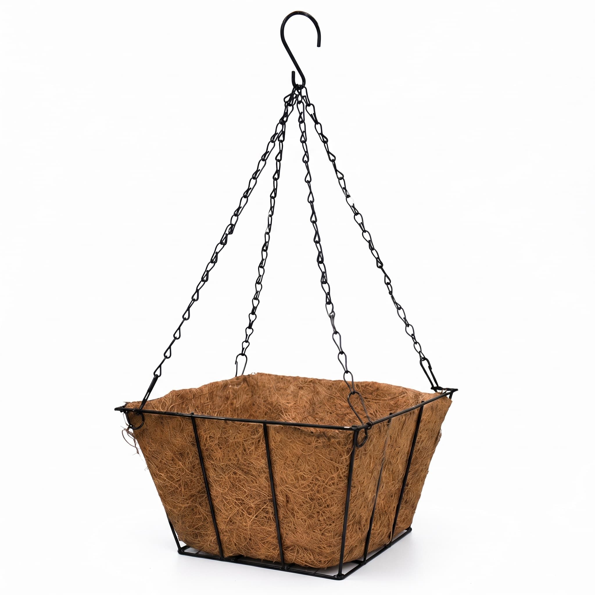 Cesto Suspenso Vaso de Fibras Naturais com Suporte Aramado e Corrente 24x15 cm Fu Xing