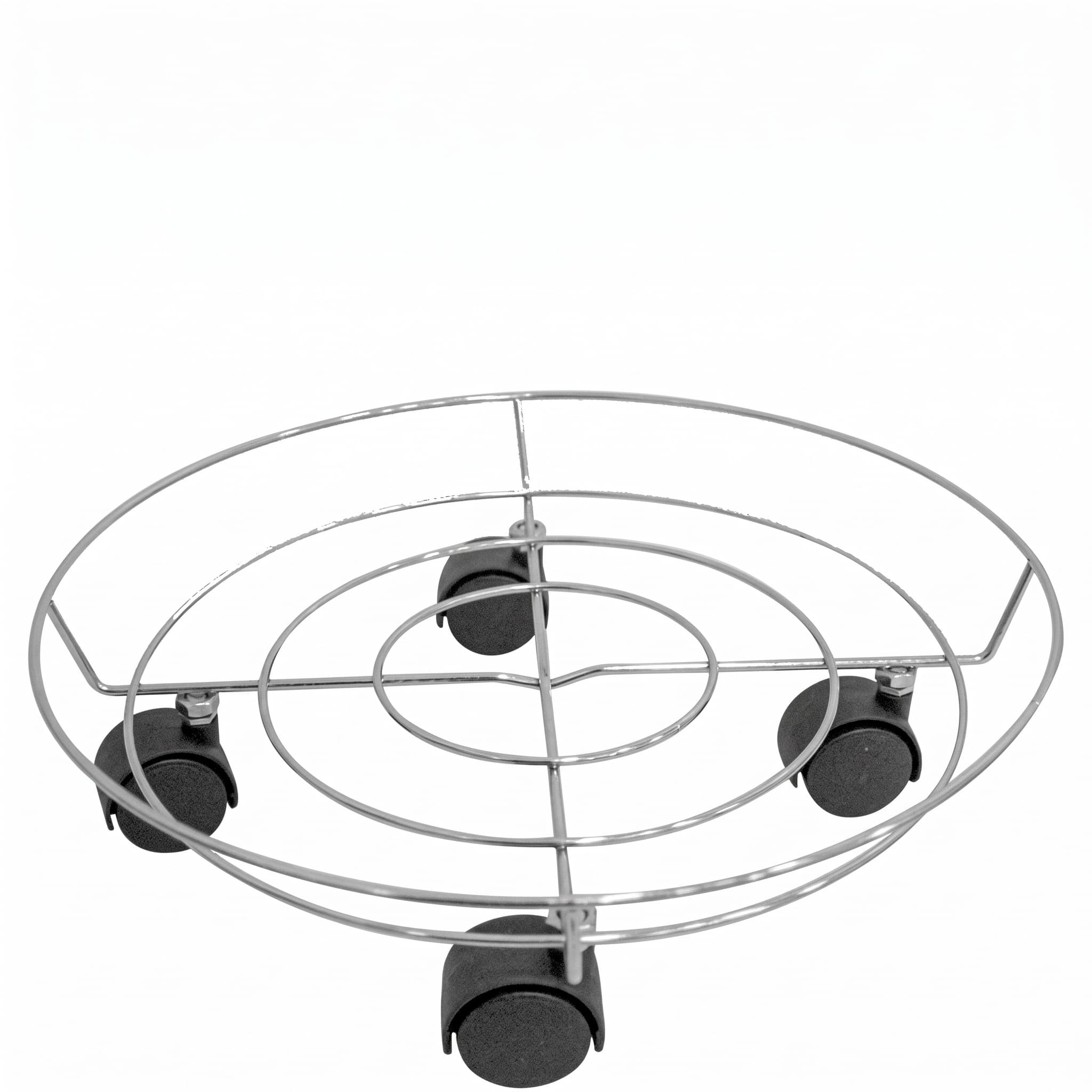 Suporte Carrinho Aramado Cromado para Botijão e Vaso com 4 Rodízios 33,5 cm Fu Xing