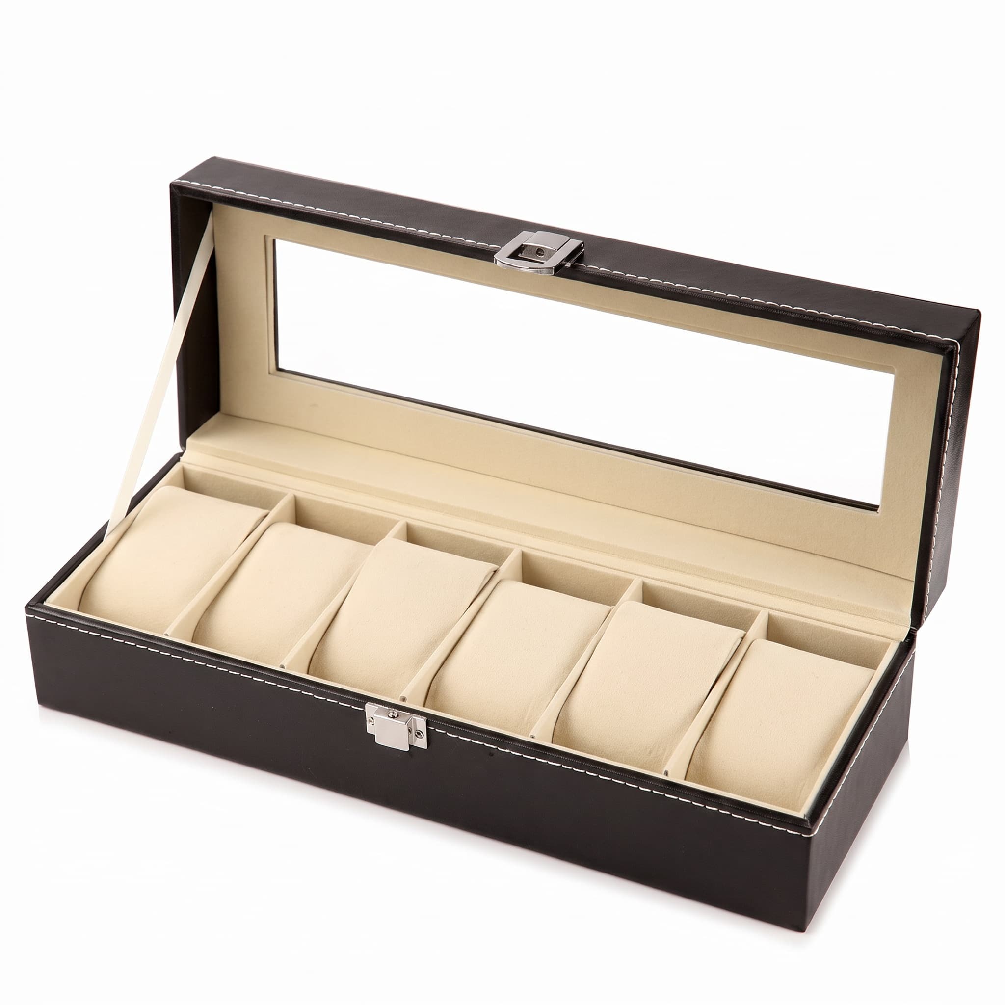 Estojo Organizador Porta Relógio com 6 Divisórias 30x11x8 cm Bons Cheff