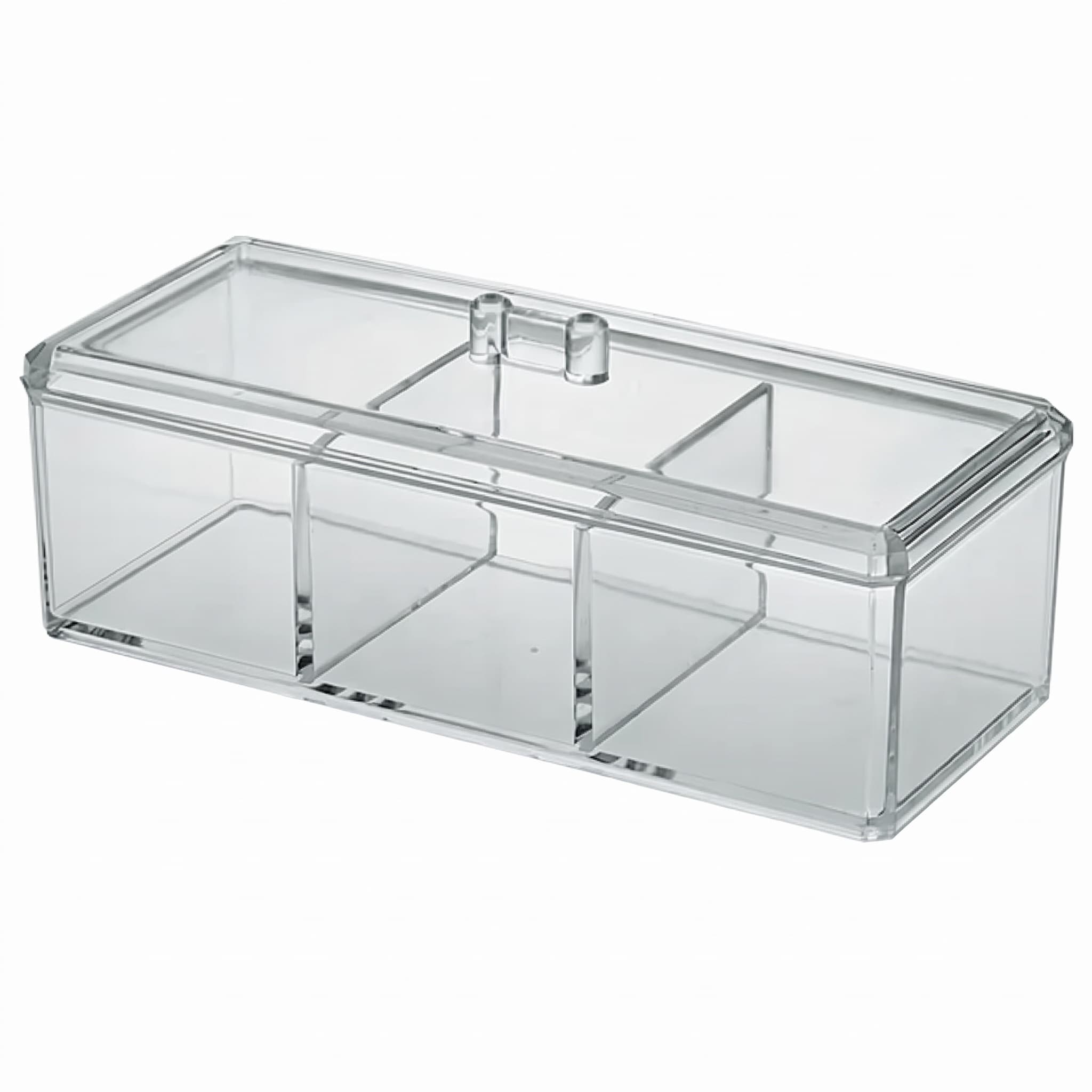 Organizador de Acrílico Multiuso com 3 Divisórias e Tampa 23x9x7 cm Fu Xing