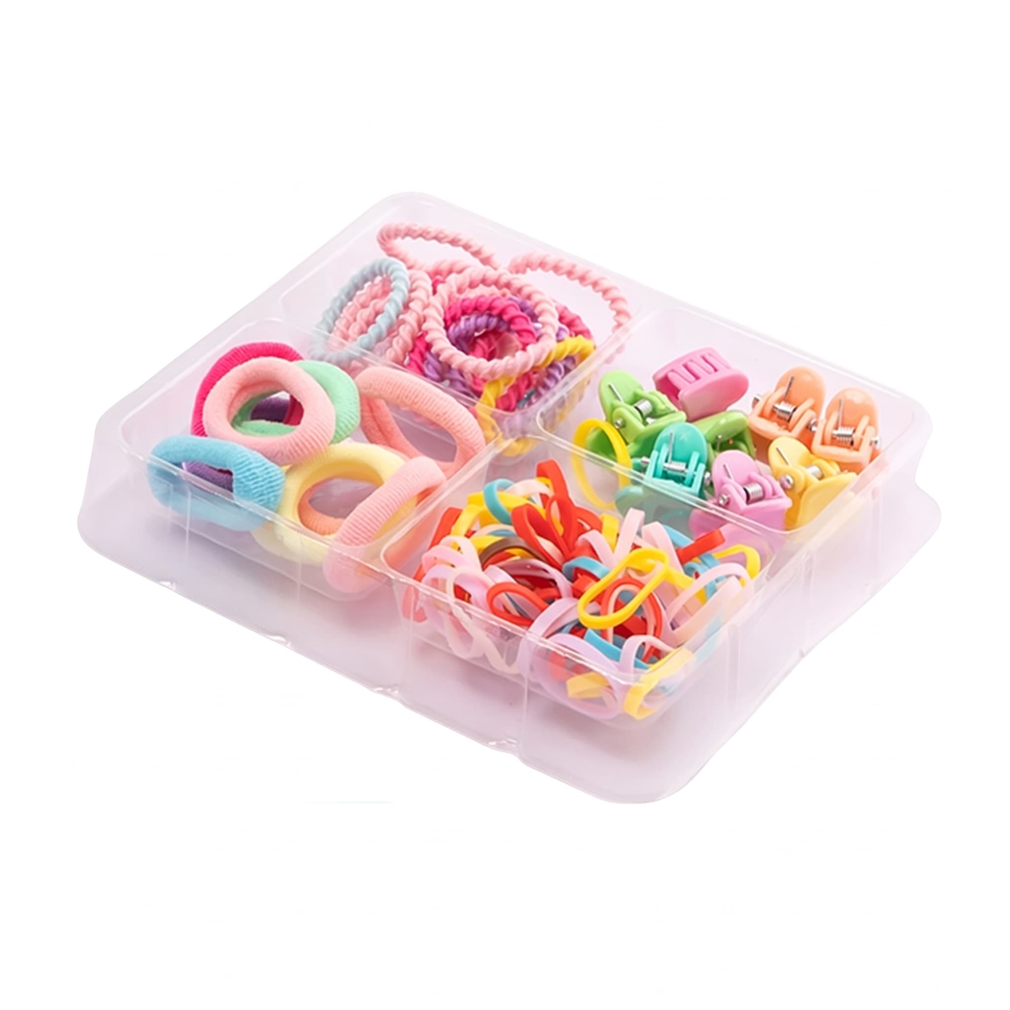 Kit Acessórios para Cabelo Elástico Rabico + Mini Piranha Platina 60 Peças Moment