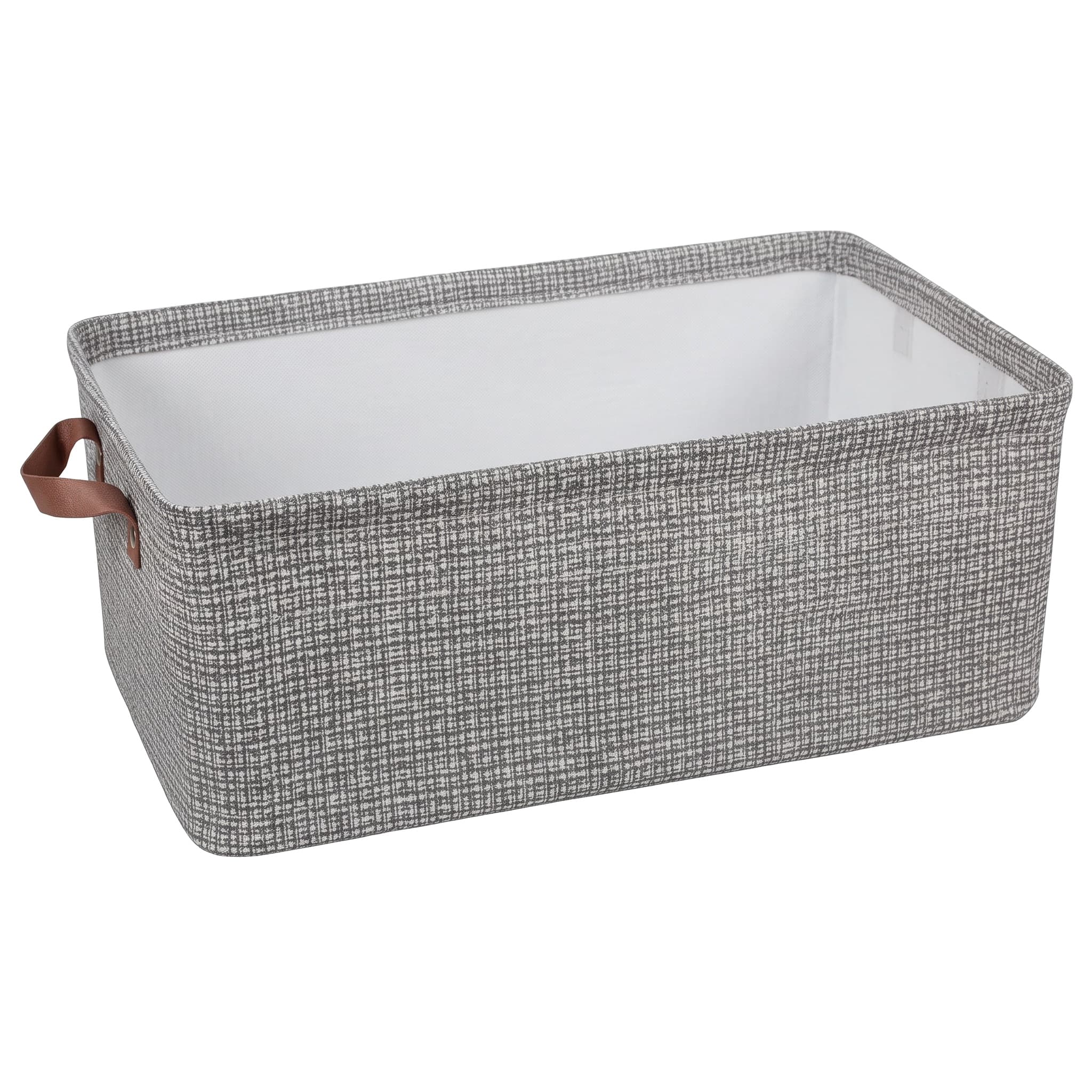 Caixa Cesto Organizador de PVC / TNT com Arame e Fundo de MDF Dobrável com Alça Inova 47x28x20 cm FWB