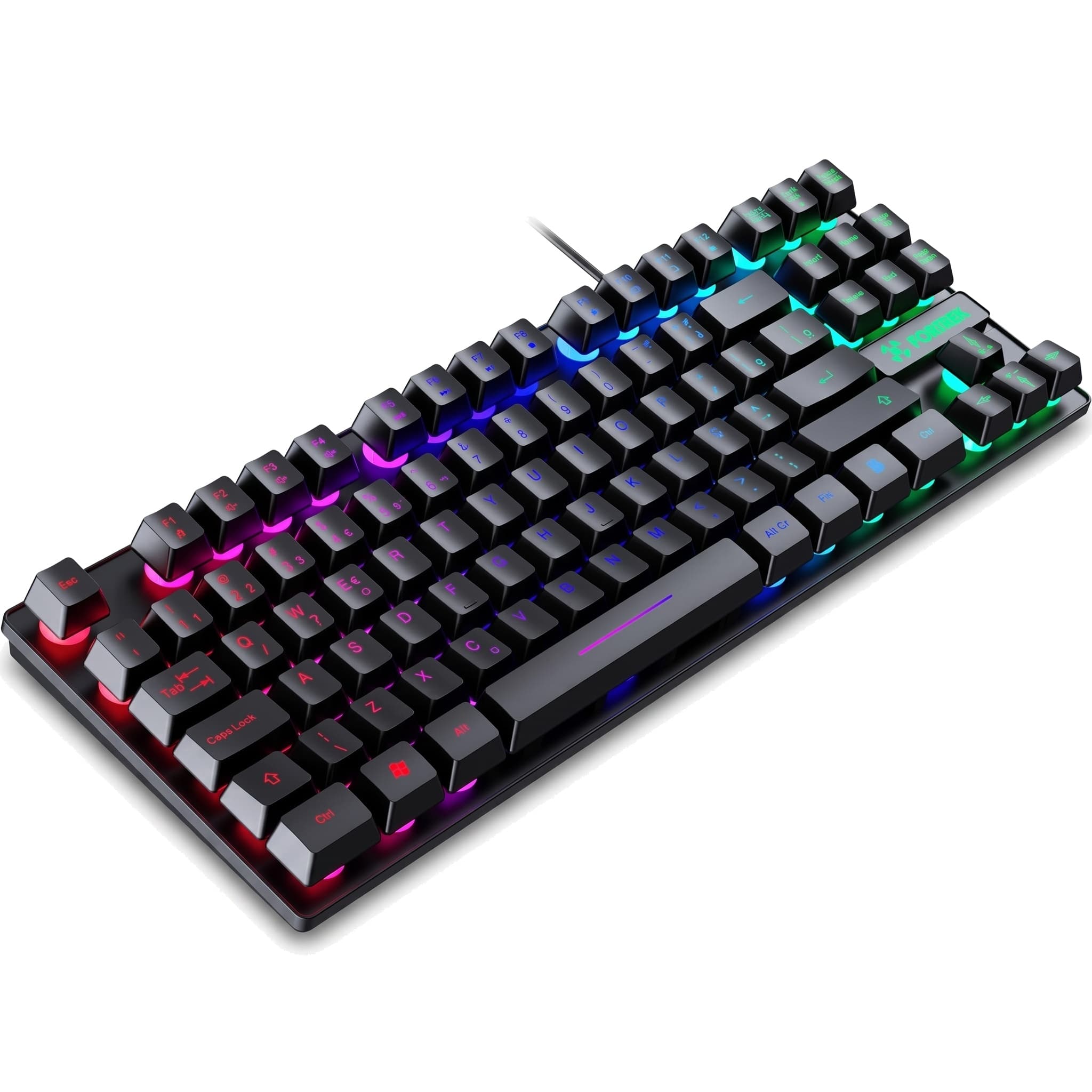 Teclado Gamer Fortrek Fearless 80 TKL USB Preto Rainbow