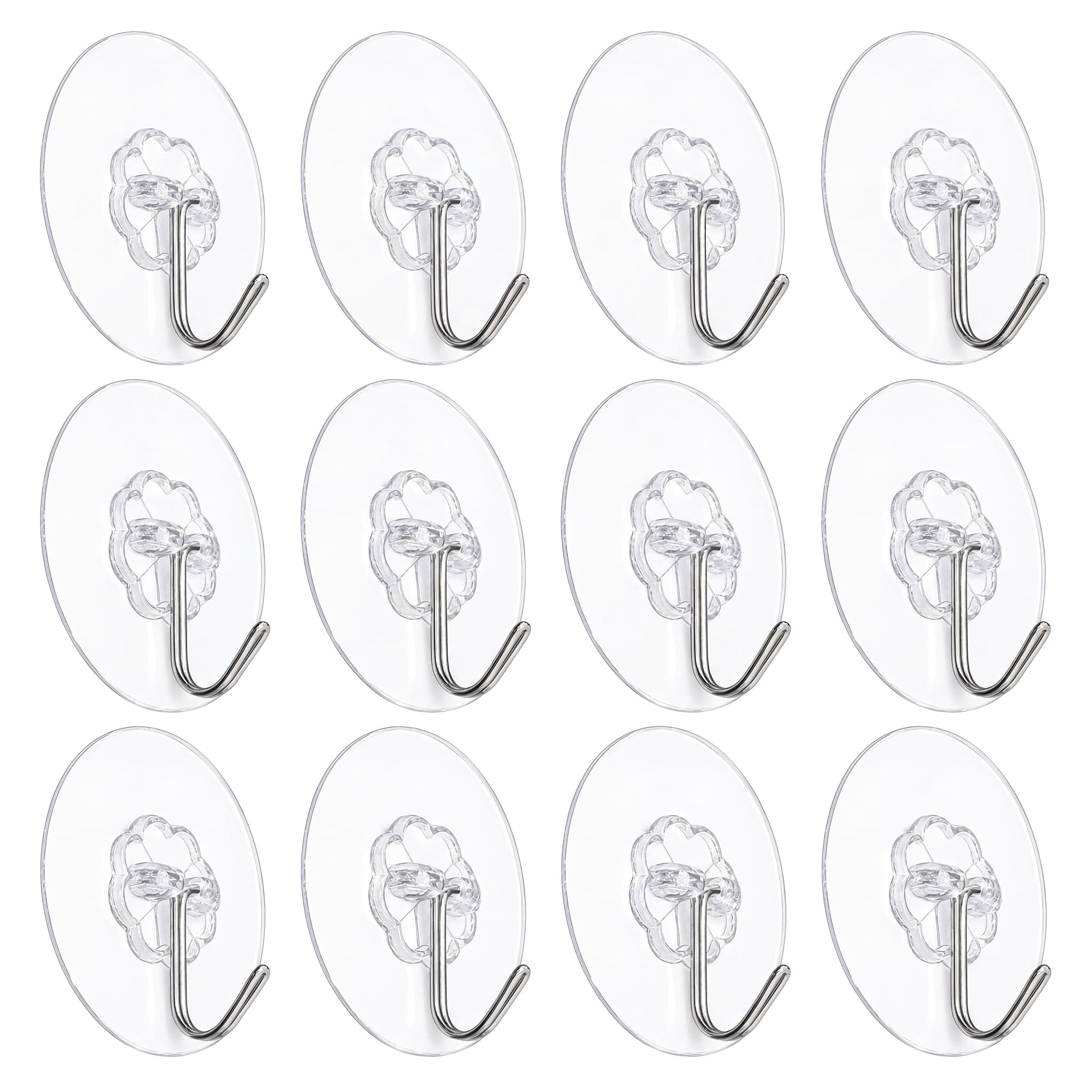 Cabide Gancho Redondo Autoadesivo Transparente com 12 Peças 6 cm Home Art