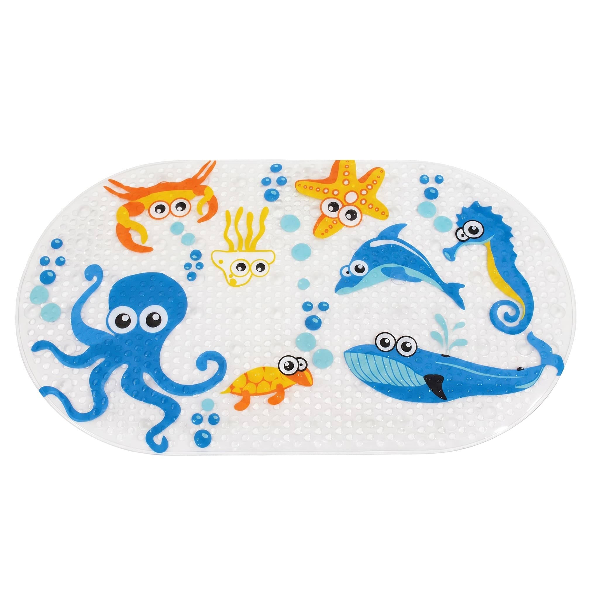 Tapete de Piso de PVC Oval para Banheiro Infantil com Ventosa Estampas Sortidas 64x33 cm Fu Xing