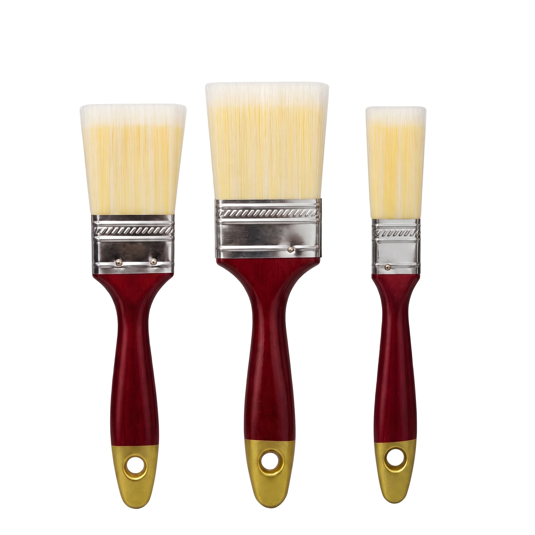 Jogo de Pincéis Trincha para Pintura com 3 Peças 1", 1½" e 2" Cabo Vinho Barcelona