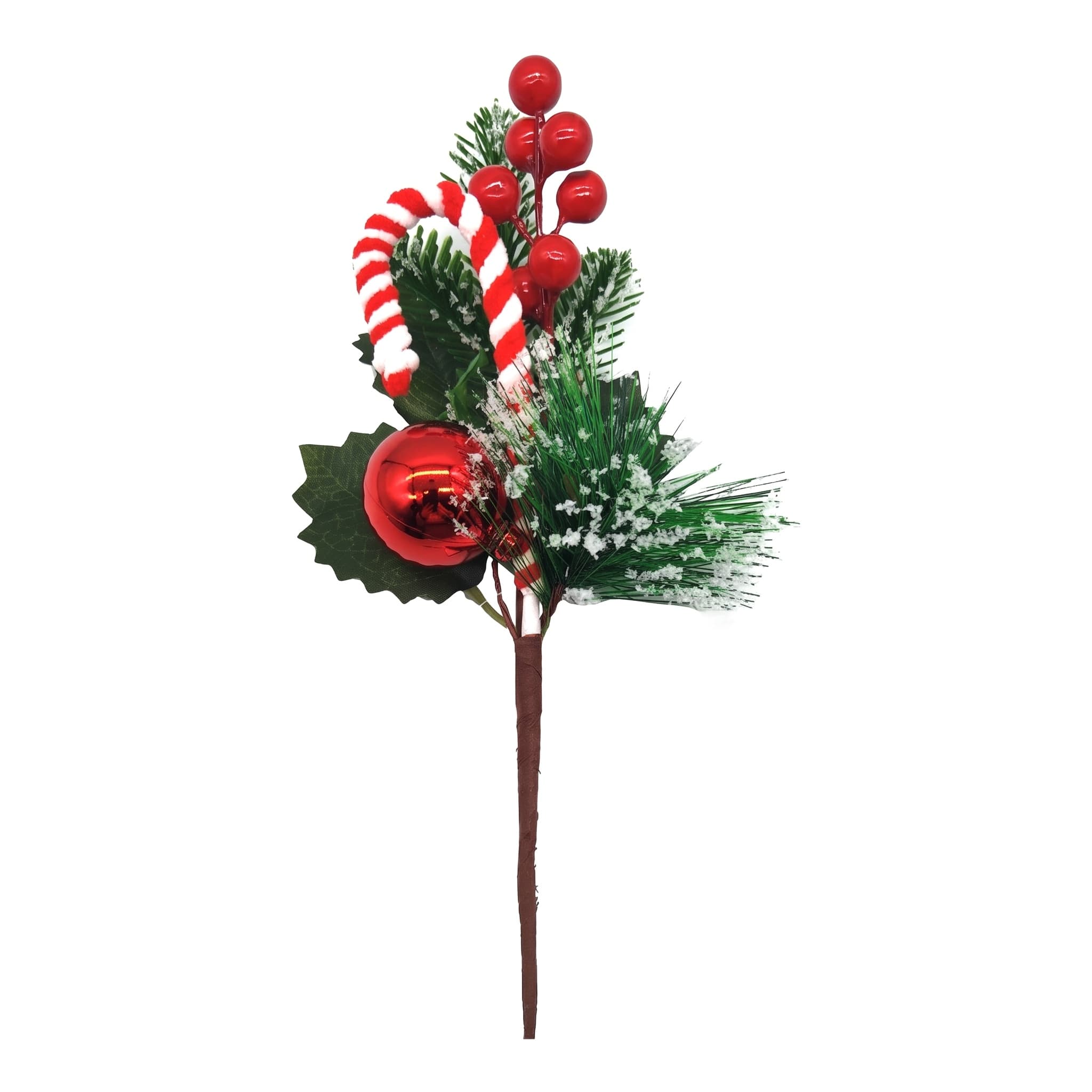 Pick Natalino com Azevinhos e Bola com Bengala Premium 26 cm Rio Master