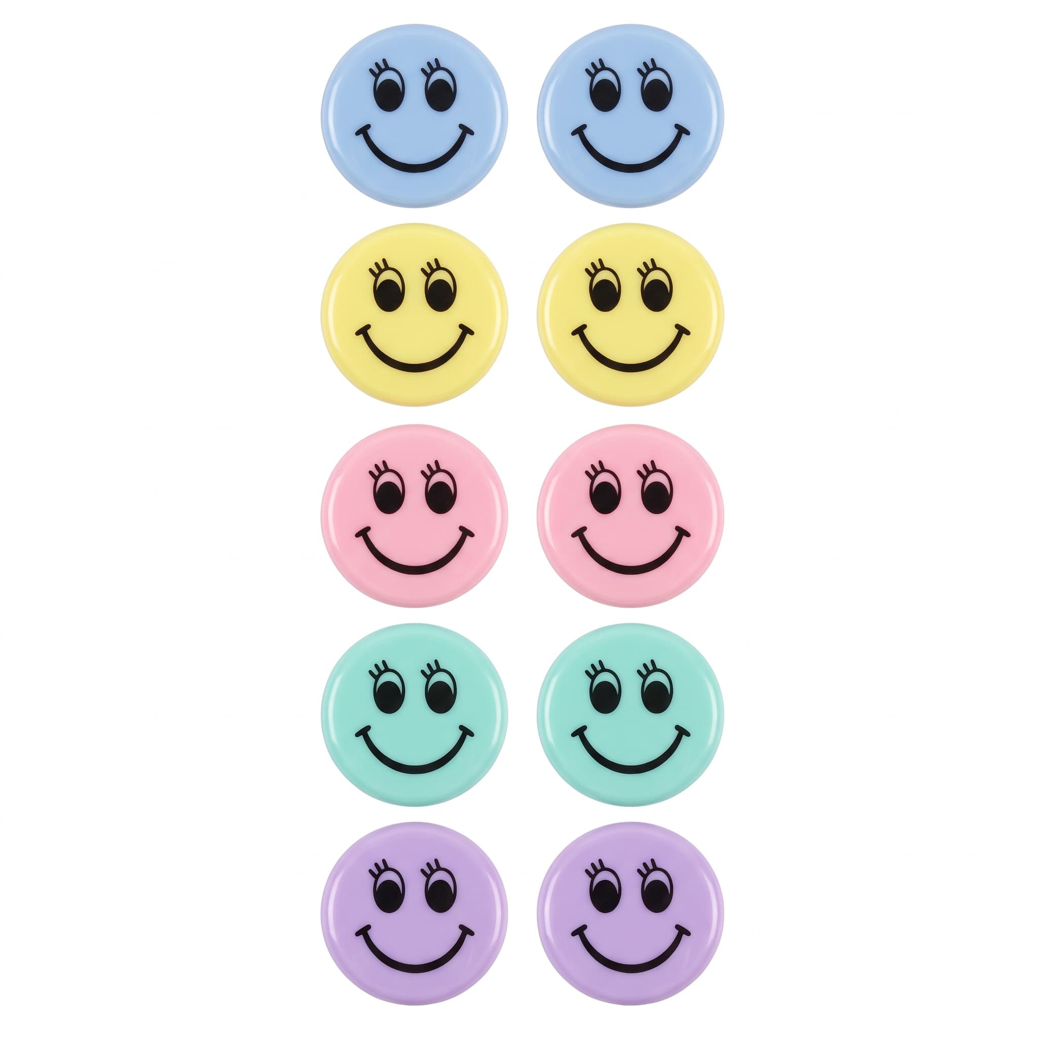 Kit 10 Ímãs Prendedores Magnéticos Multiuso Carinha Sorridente Coloridos Almega