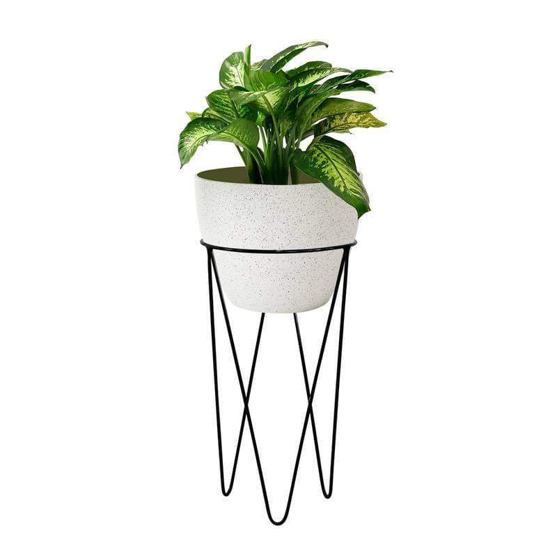 SUPORTE VASO TRIPÉ ALTO MÉDIO PRETO