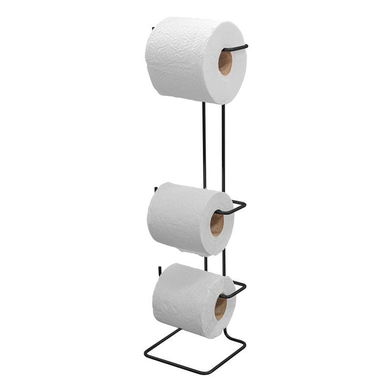 PAPELEIRA PAPEL HIGIÊNICO 3 ROLOS CHÃO PRETO ELEGANCE