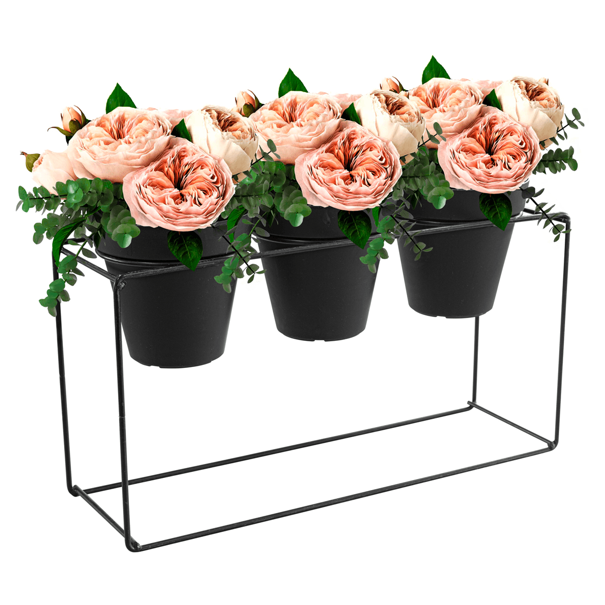 SUPORTE VASO RETANGULAR TRIPLO PAREDE PRETO