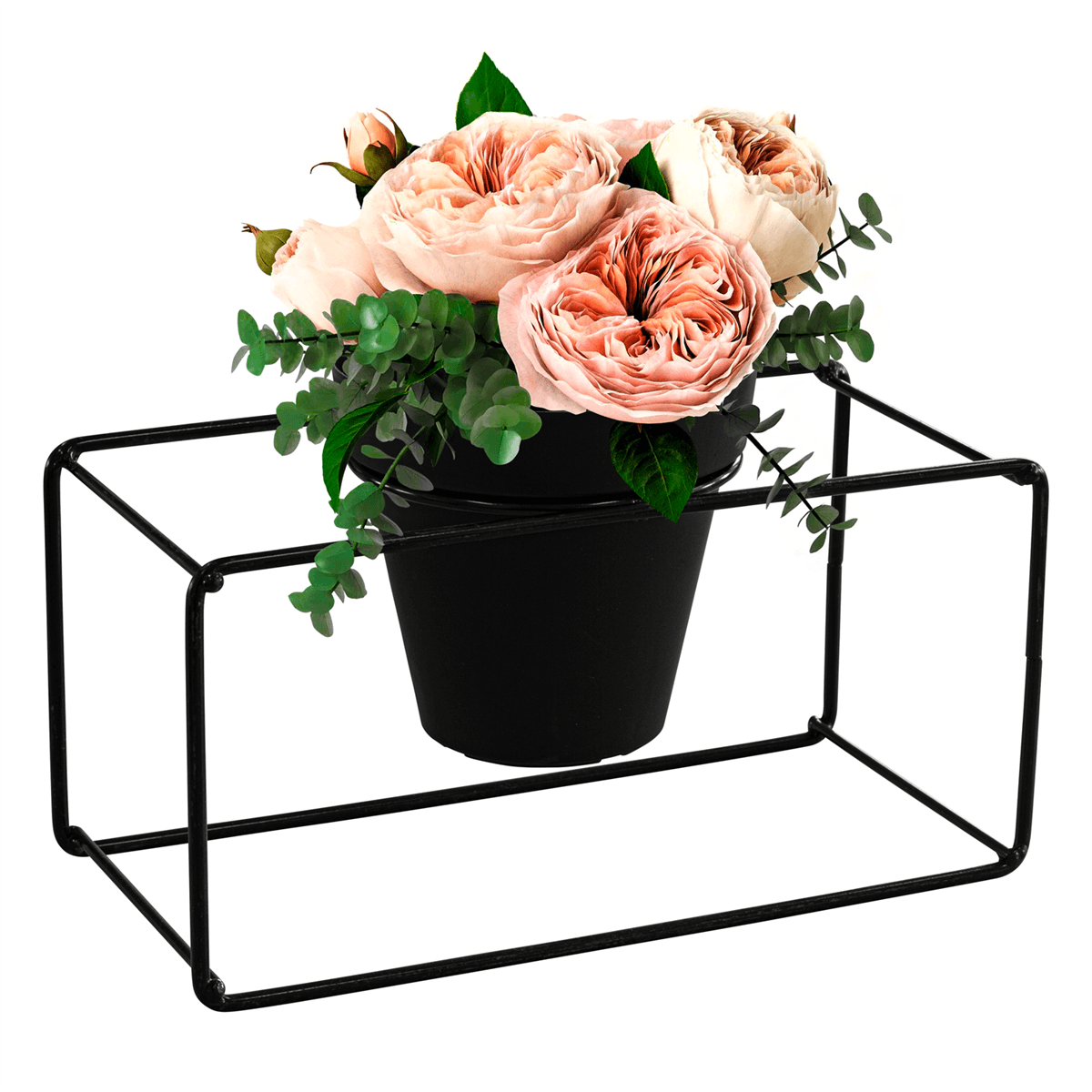 SUPORTE VASO RETANGULAR BAIXO CHÃO PRETO