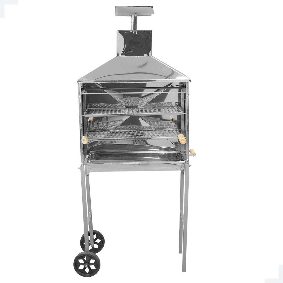 Churrasqueira Móvel de Aço Inox com Grelha Ajustável