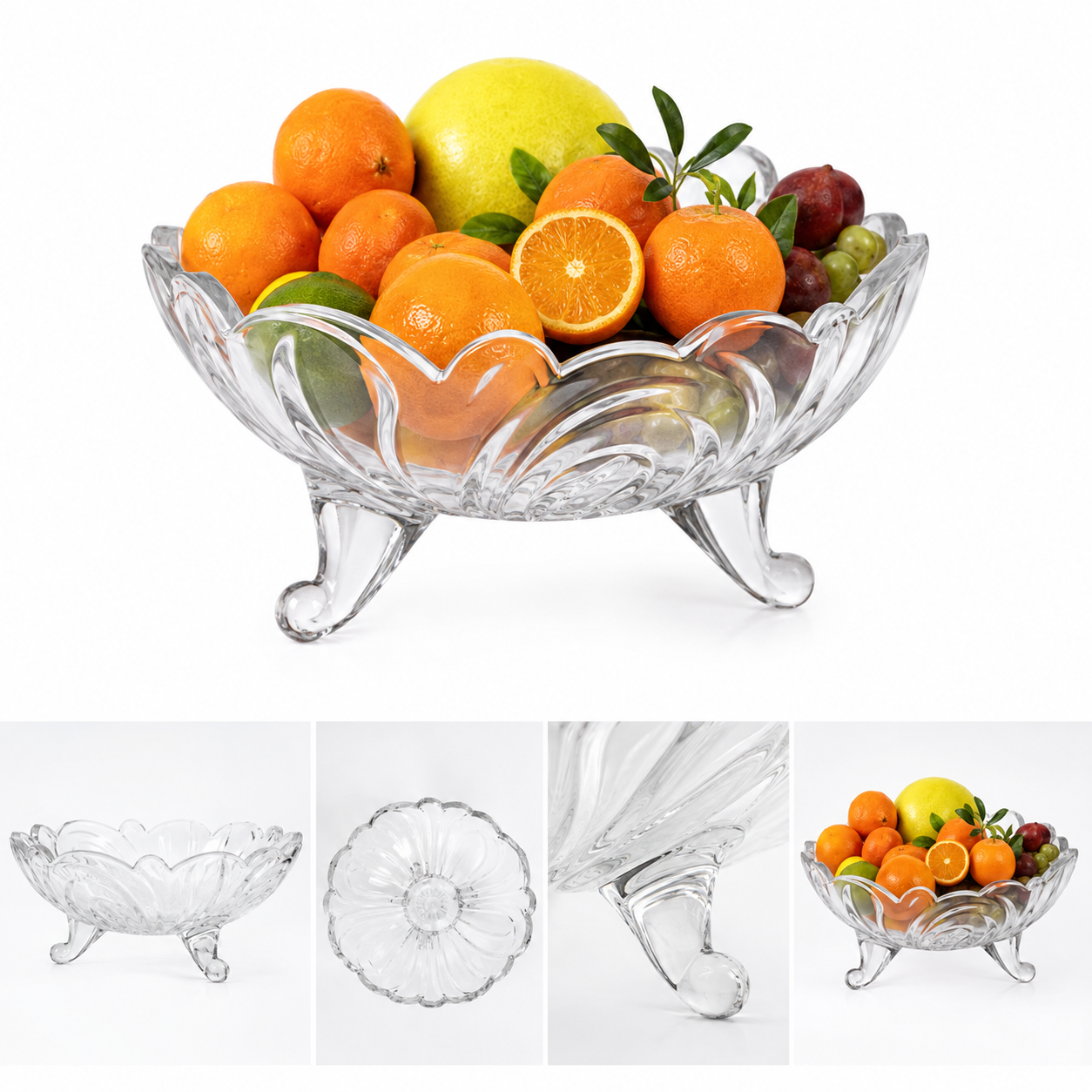 Fruteira de Vidro Cristal 800ml 22,5cm Decorativa de Mesa