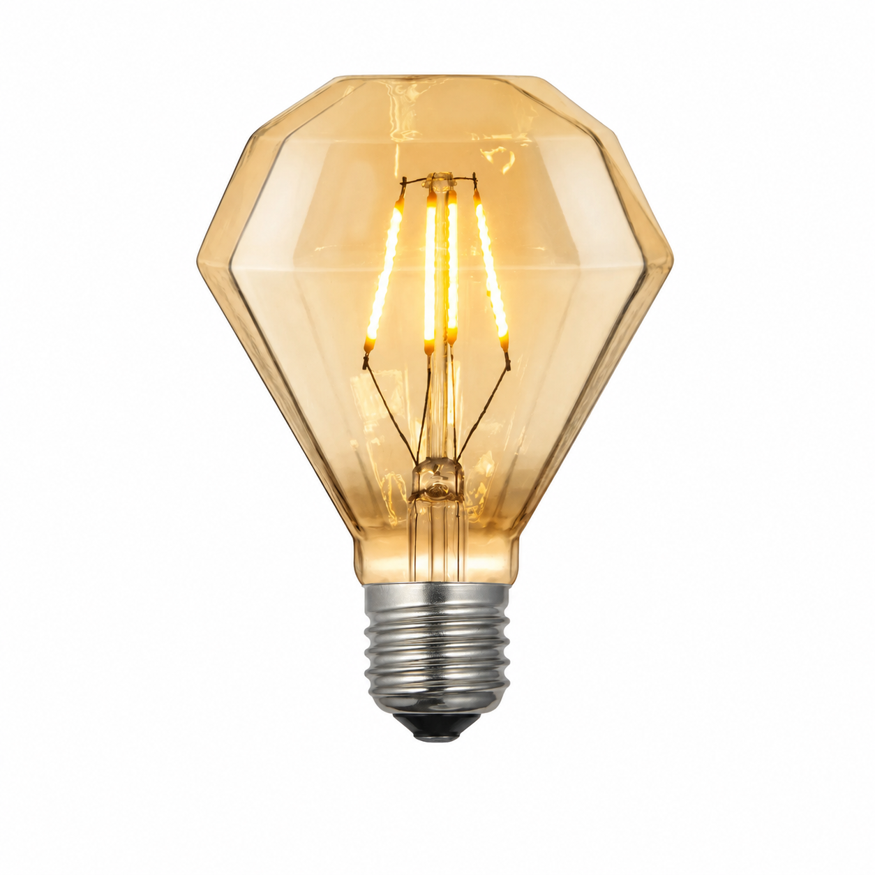 Lâmpada LED Filamento E27 Diamante 4W Luz Amarela Bivolt