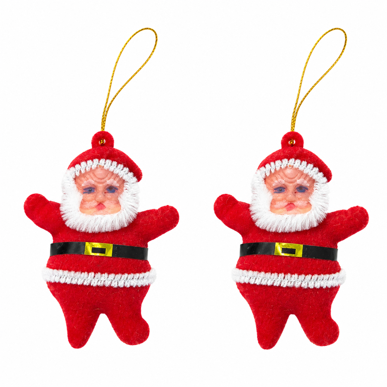 Kit 2 Enfeites Papai Noel 7,5cm Árvore De Natal Pendurar