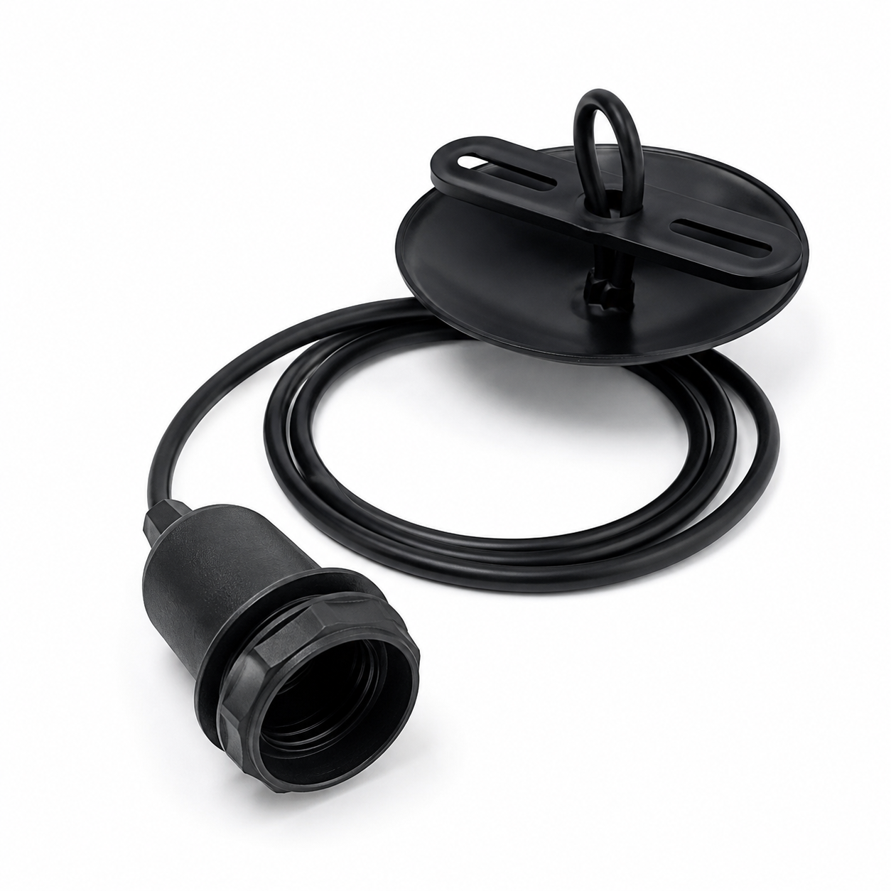 Kit Pendente E27 Com Cabo 1 Metro Canopla Preto Bivolt
