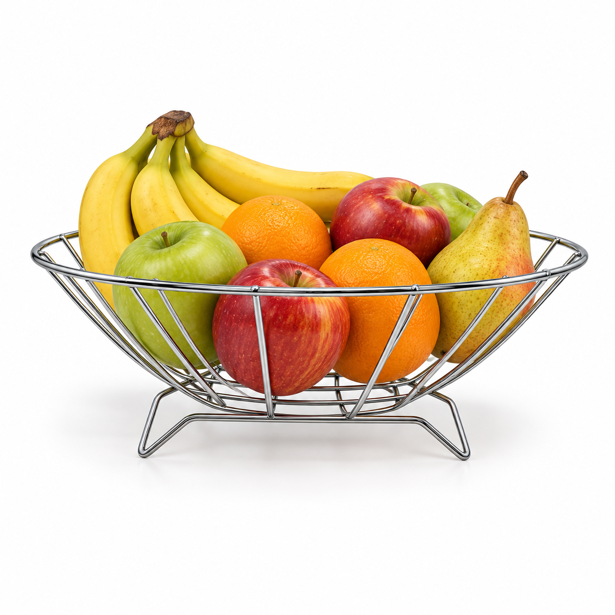 Fruteira de Mesa Aramada Cromada 31cm Porta Frutas Cozinha